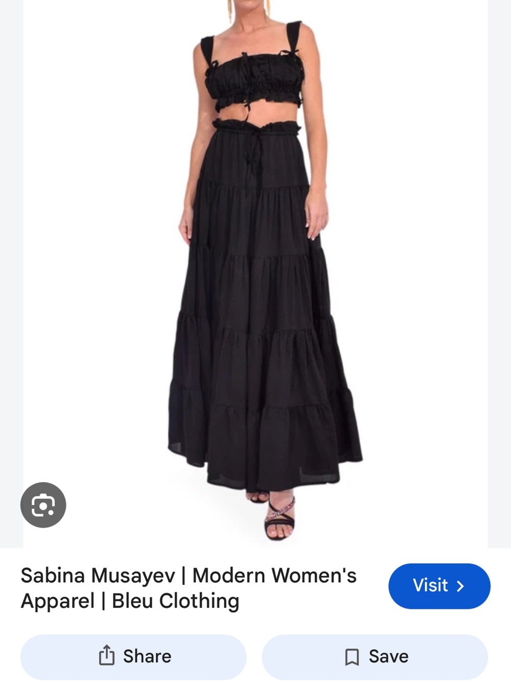 Sabina Musayev Black Tiered Maxi Skirt with Gathered Waist